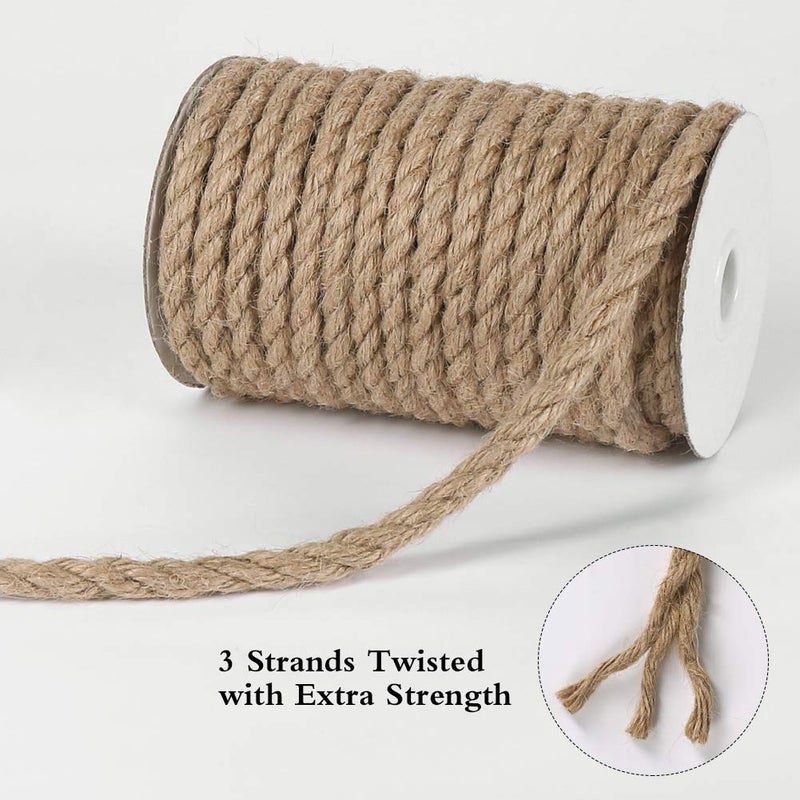 Tenn Well 8mm Jute Rope, 50 Feet Heavy Duty and Thick Twine Rope for Crafts, Gardening, Cat Scratching Post, Home Decor - Image 2